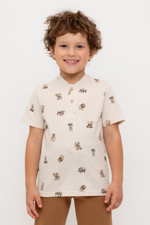 

Футболка для мальчиков CROCKID, КР 302706, цвет - бежевый, Футболка