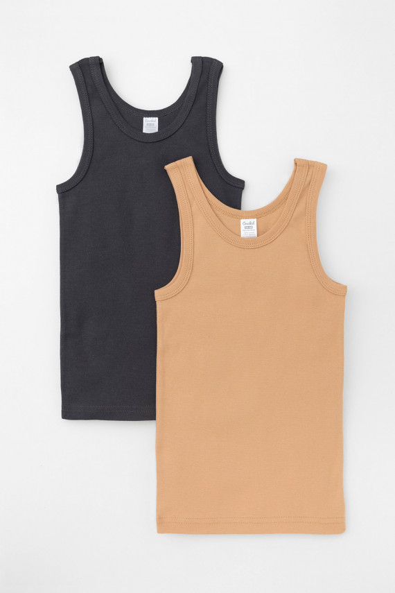 Комплект трикотажных маек для мальчика в упаковке 2 шт для мальчиков CROCKID К 1182-2уп цвет - темно-серый 599₽