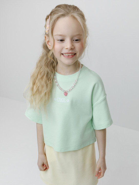 

Футболка для девочек CROCKID, КР 302944, цвет - зеленый, Футболка