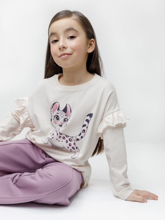 

Лонгслив из натурального хлопка для девочки для девочек CROCKID, КР 302960, цвет - сахар, Лонгслив из натурального хлопка для девочки