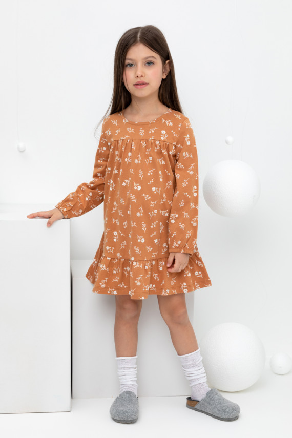 

Платье для девочек CROCKID, КР 5822, цвет - коричневый, Платье