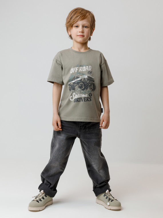 Футболка для мальчиков CROCKID КР 302779 цвет - хаки 639₽