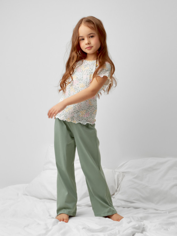 

Пижама для девочек CROCKID, К 1636, цвет - зеленый, Пижама