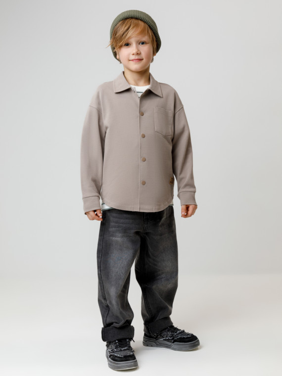 

Рубашка на кнопках для мальчика для мальчиков CROCKID, КР 302794, цвет - коричневый, Рубашка на кнопках для мальчика