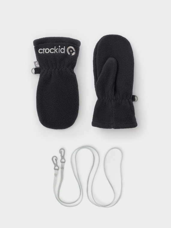 

Флисовые варежки на шнурке для мальчиков CROCKID, ФЛ 10000/25/57 ГР, цвет - темно-серый, Флисовые варежки на шнурке