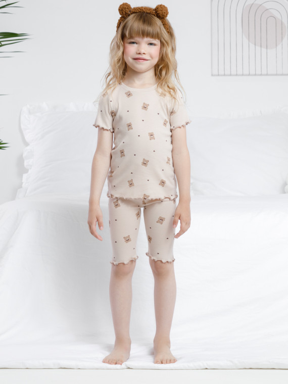 

Пижама для девочек CROCKID, К 1632, цвет - бежевый, Пижама