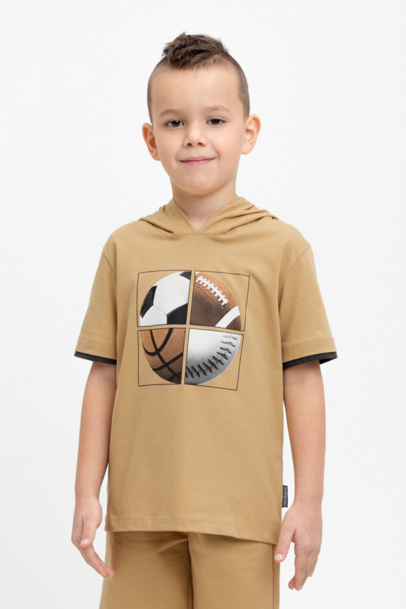 

Футболка для мальчиков CROCKID, К 302305-1, цвет - коричневый, Футболка