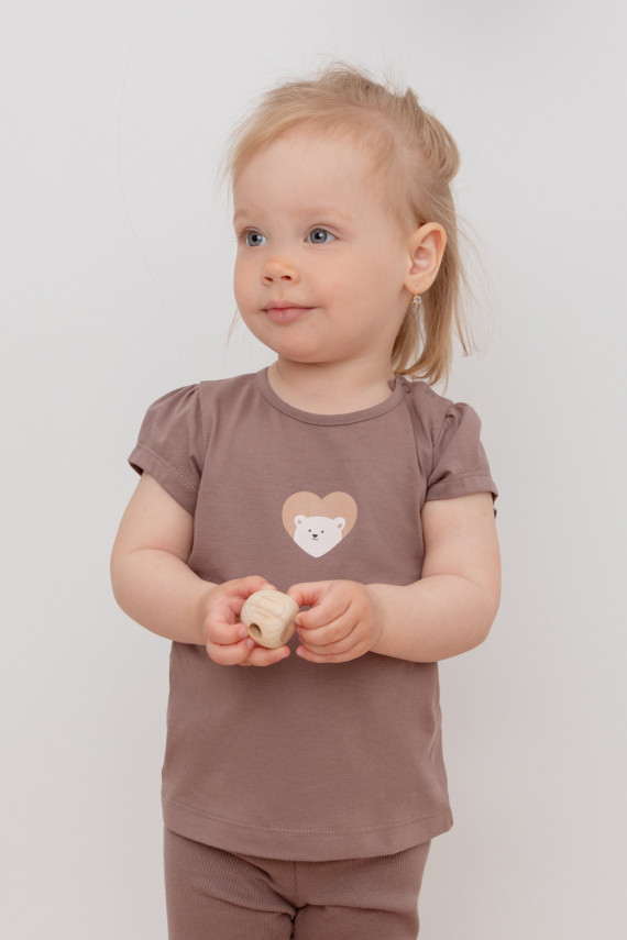 

Футболка для девочек CROCKID, КР 302198, цвет - коричневый, Футболка