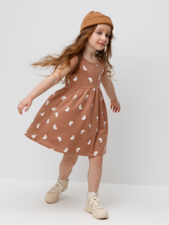 

Платье для девочек CROCKID, КП 5653, цвет - кофейный, Платье