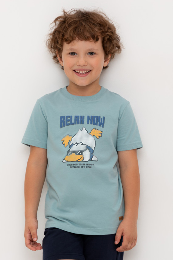 

Футболка для мальчиков CROCKID, КР 302756-1, цвет - голубой, Футболка