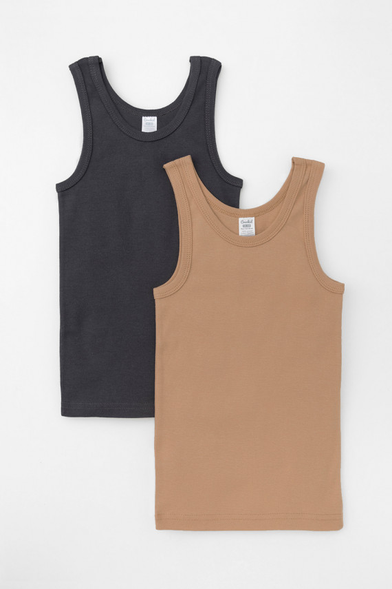 

Майка для мальчика в упаковке 2 шт для мальчиков CROCKID, К 1182-2уп, цвет - коричневый, Майка для мальчика в упаковке 2 шт