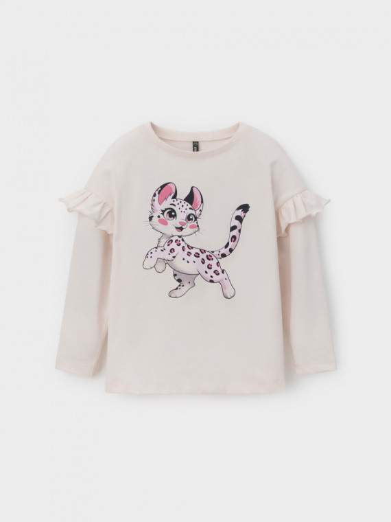 

Лонгслив из натурального хлопка для девочки для девочек CROCKID, КР 302960-1, цвет - сахар, Лонгслив из натурального хлопка для девочки