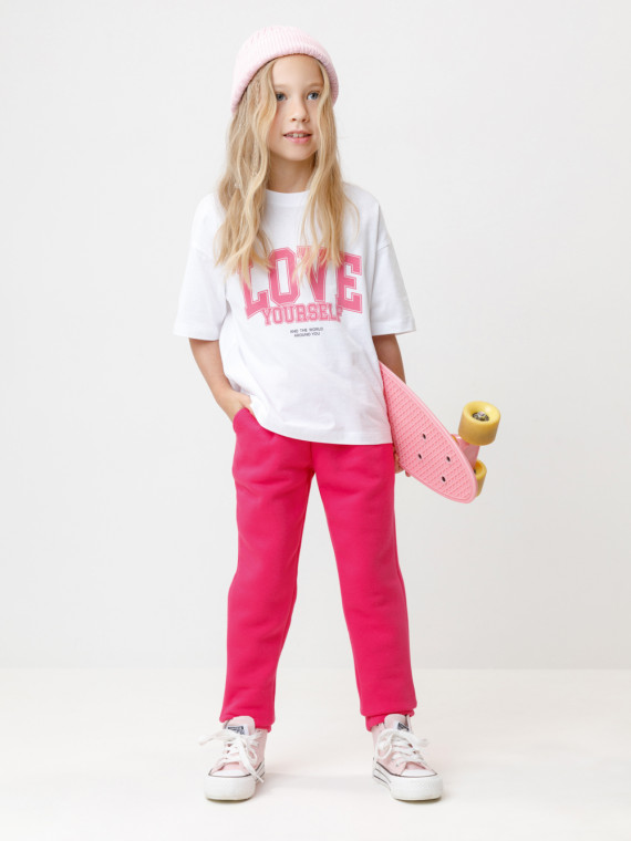 

Брюки для девочек CROCKID, КП 400227, цвет - ярко-розовый, Брюки