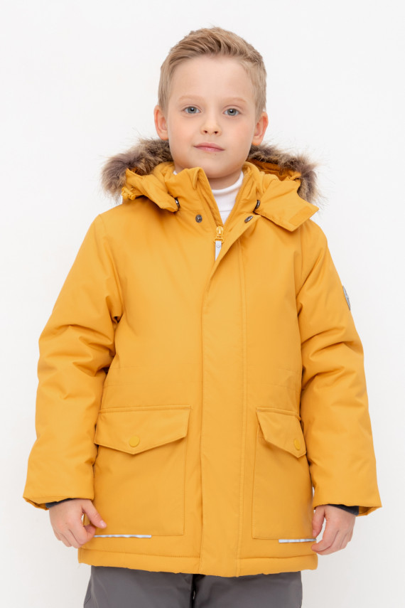 Пальто для мальчика с утеплителем нового поколения для мальчиков CROCKID ВК 360922 ГР цвет - желтый 7499₽