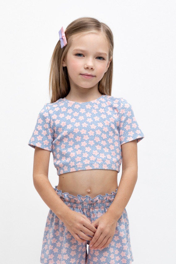 

Футболка для девочек CROCKID, КР 302459, цвет - светло-голубой, Футболка