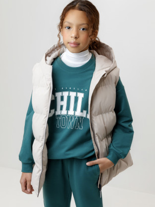 Жилет для девочки, артикул: ВК 35022/3 ГР (128-152), цвет: бежевый