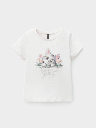 Футболка для девочки, артикул: КР 302993, цвет: сахар