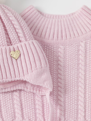 Комплект вязаный для девочки, артикул: КВ 22013/ш, цвет: розовый - 2 фото